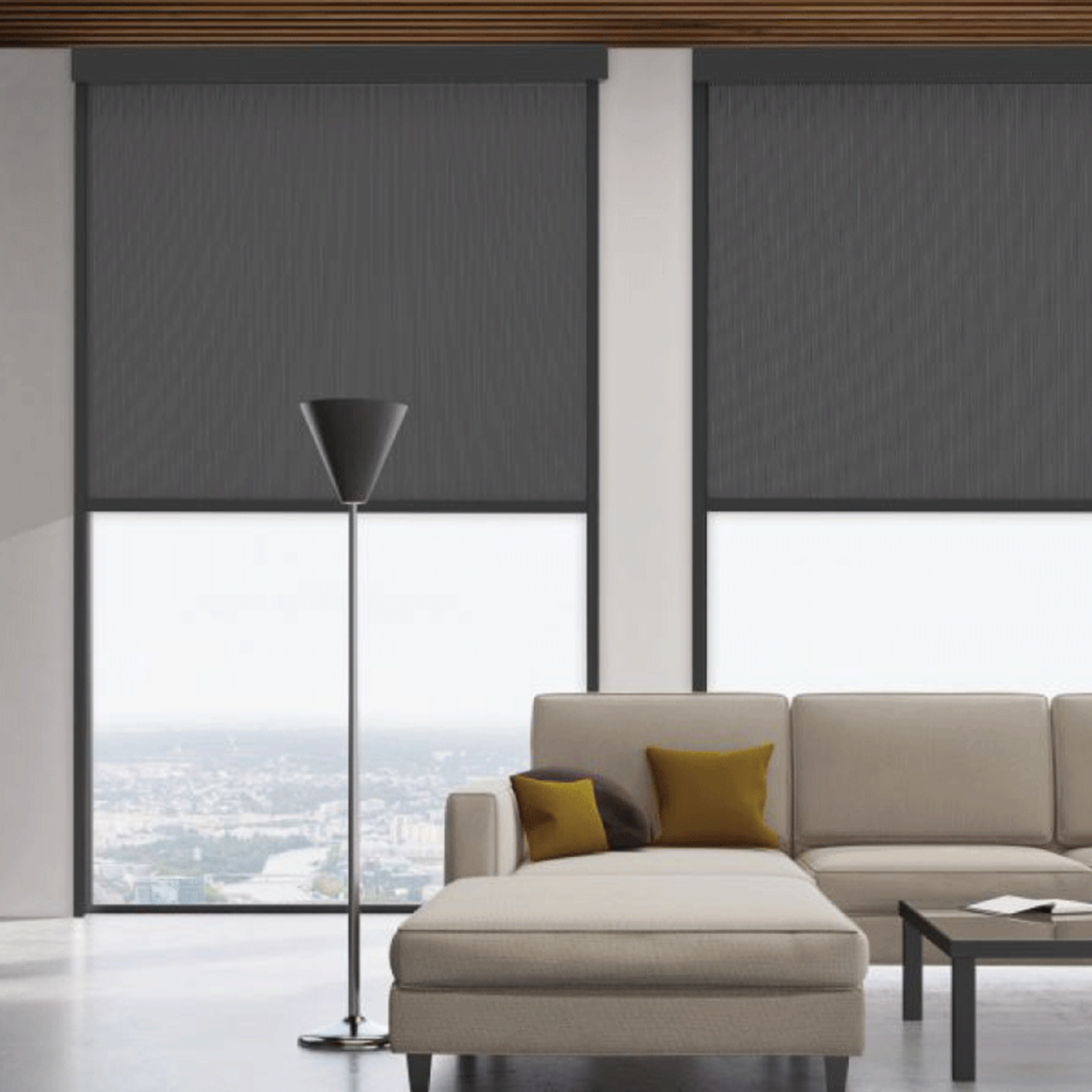 Outdoor Power Roller Shades - Smart Blackout Outdoor Windproof Waterproof Roller