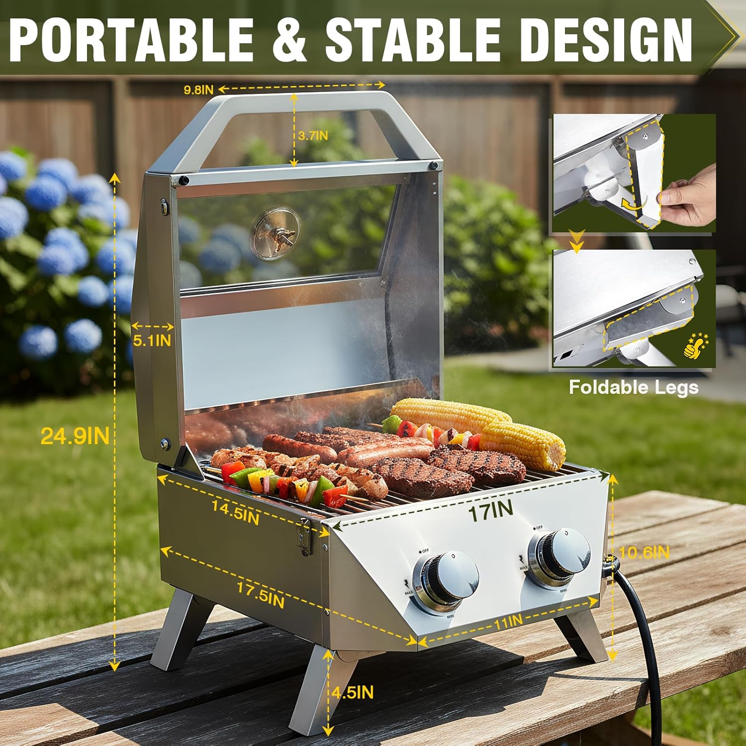 Outdoor Power Burner - 20000 BTU Porterhouse Tabletop Gas Grill