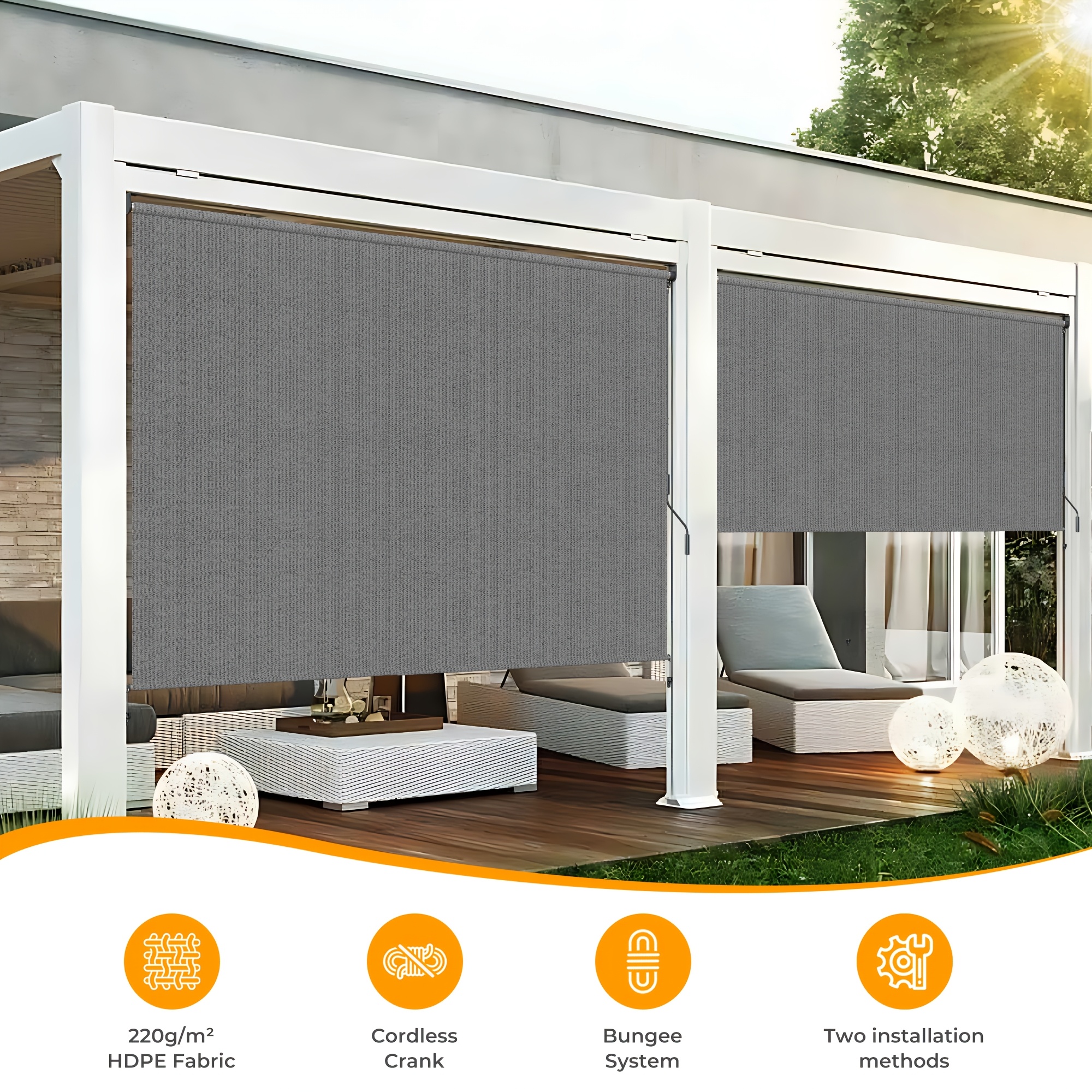 HOMEDEMO Outdoor Roller Shades - Outdoor Power Roller Shades recensione e prezzo