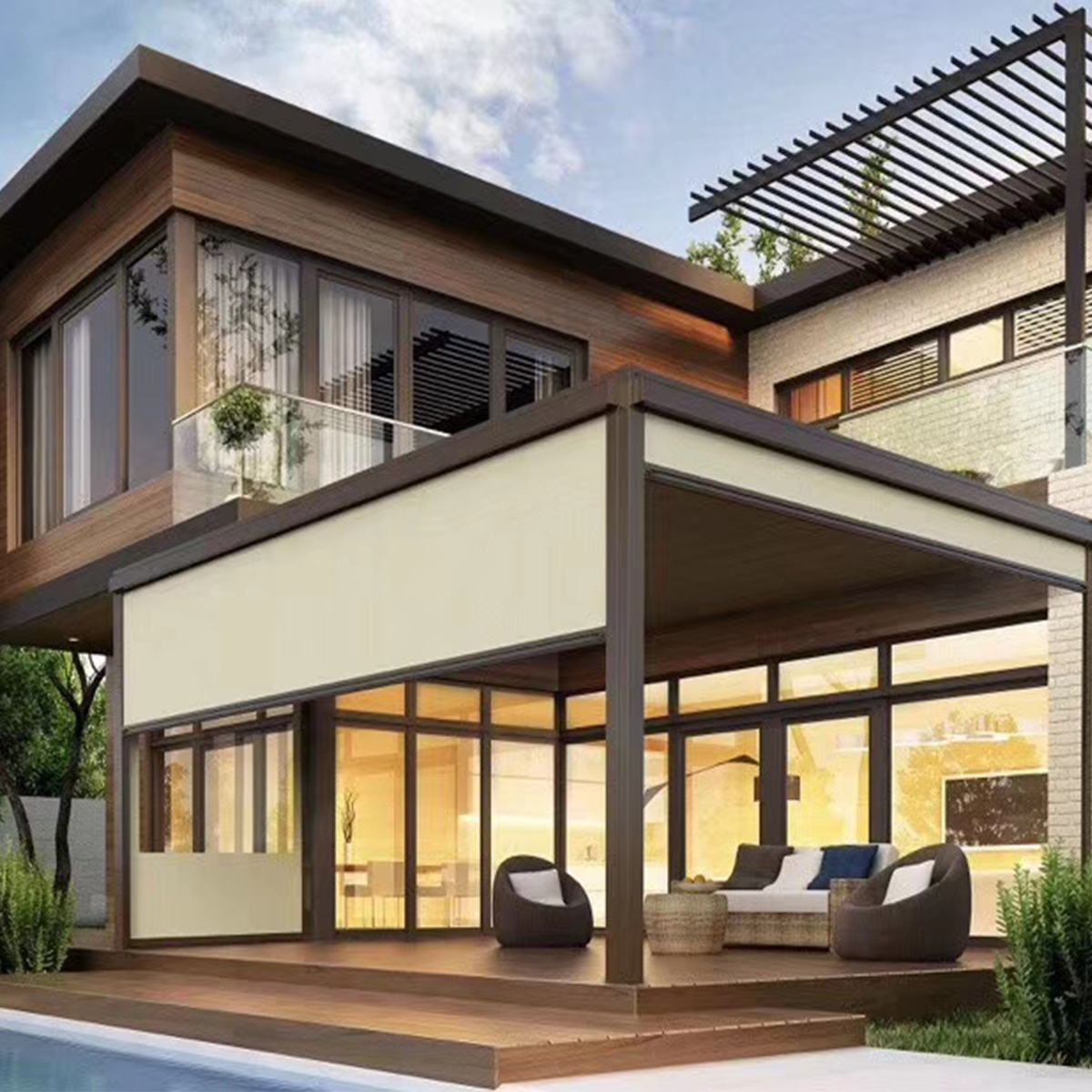 Built-In Waterproof Windproof  - Outdoor Power Roller Shades recensione e prezzo